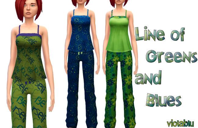 Line of Greens and Blues PJ Set Mix and Match