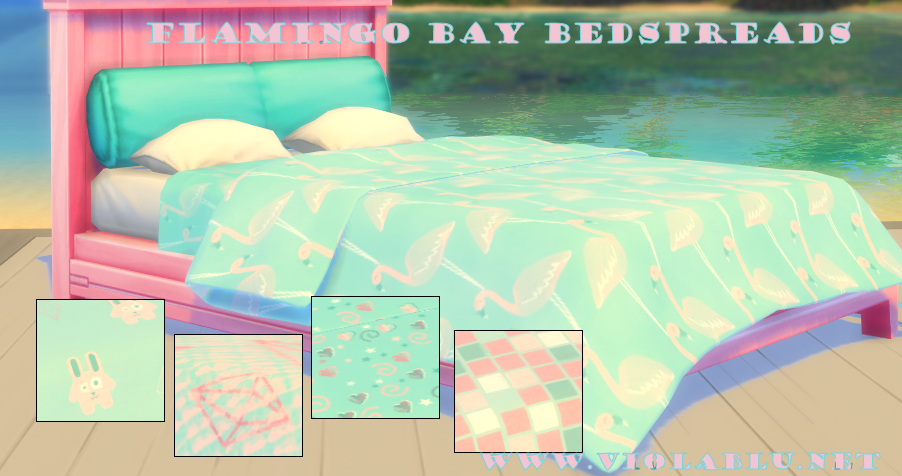 Flamingo Bay Bed Spreads for Sims 4