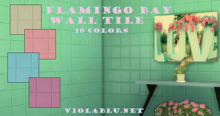 Flamingo Bay Wall Tiles for Sims 4