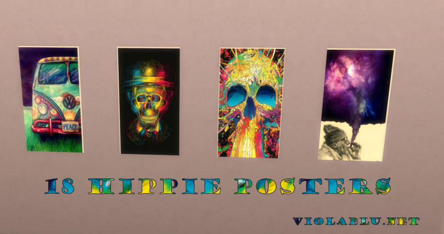 18 Hippie Posters for Sims 4