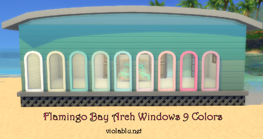 Flamingo Bay Arch Windows for Sims 4