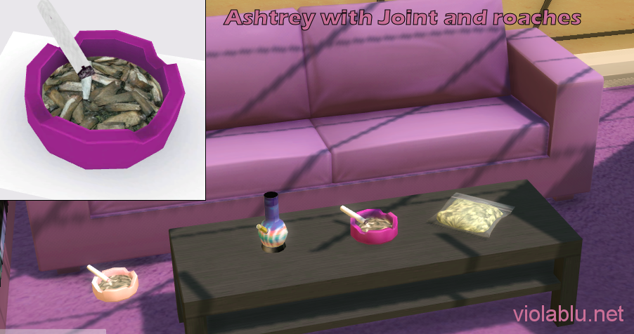 Bong Recolors and Ash Tray with Joint and Roaches for Sims 4
