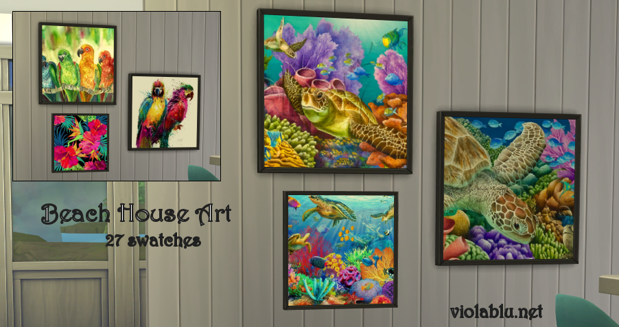 Colorful Beach House Art for Sims 4