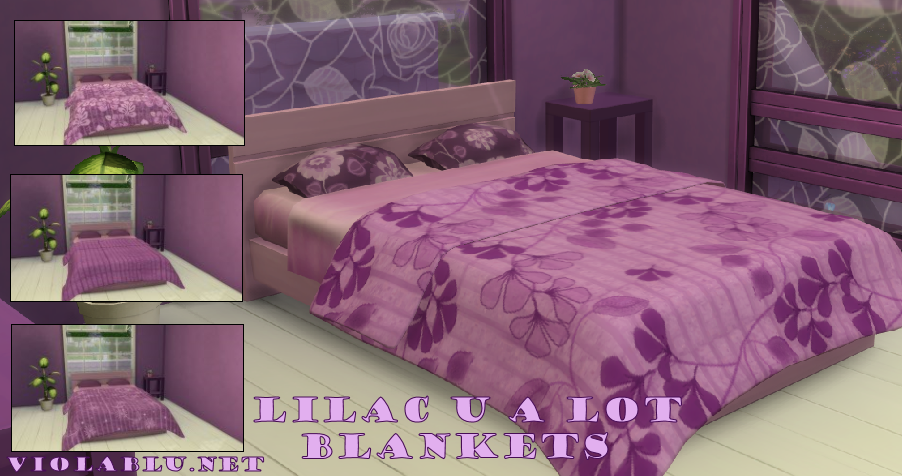 Lilac U A Lot Blanket Set for Sims 4