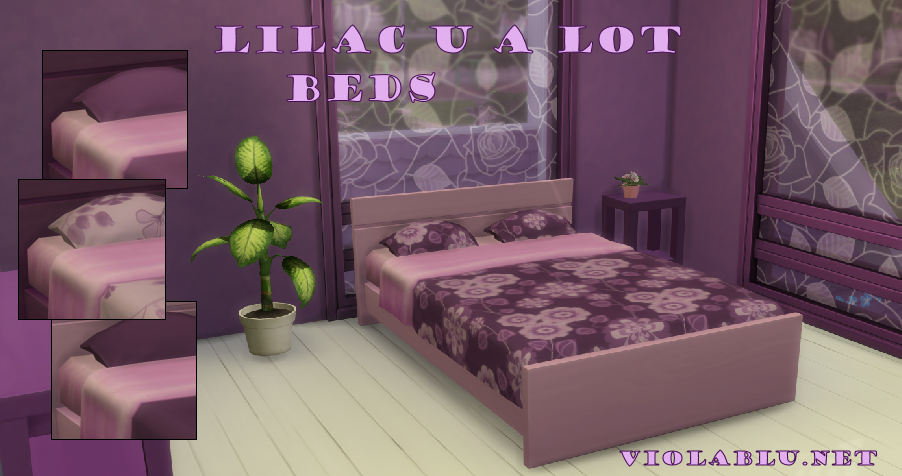 Lilac U A Lot Bed Set for Sims 4