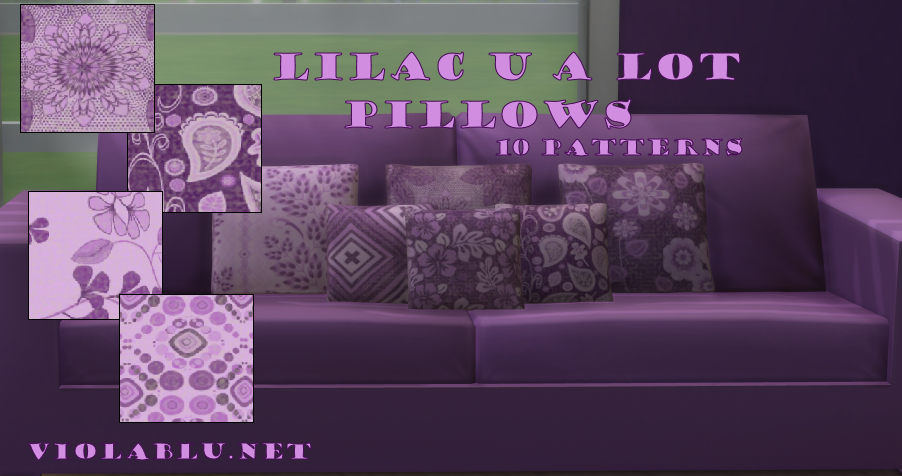 Lilac U A Lot Pillow Set for Sims 4