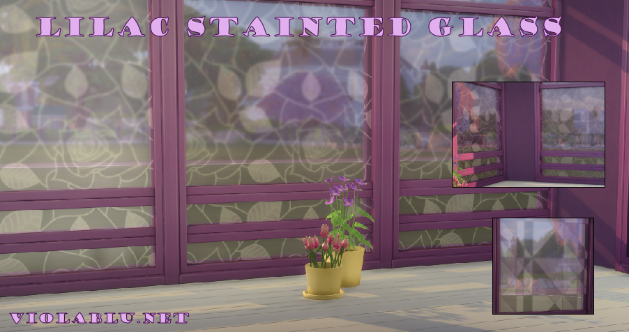 Lilac U A Lot Stained Glass Window Set for Sims 4