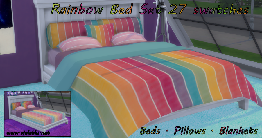 Rainbow Bed Set for Sims 4