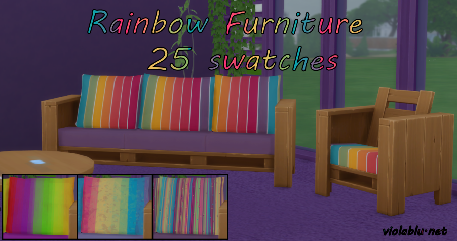 Rainbow Eco Furniture Set for Sims 4