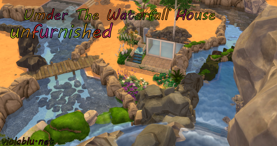 Under The Waterfall House for Sims 4 Unfurnished