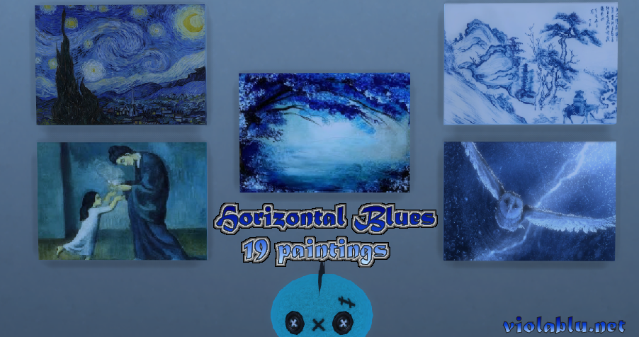 Horizontal Blues Paintings for Sims 4
