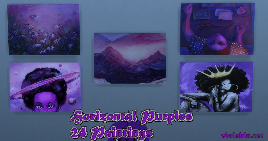 Horizontal Purples Paintings for Sims 4