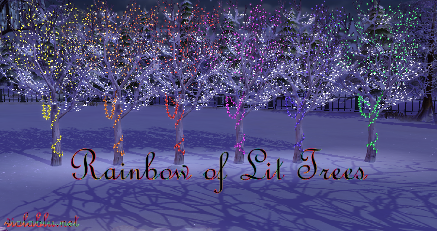 Rainbow Lit Tree Set for Sims 4