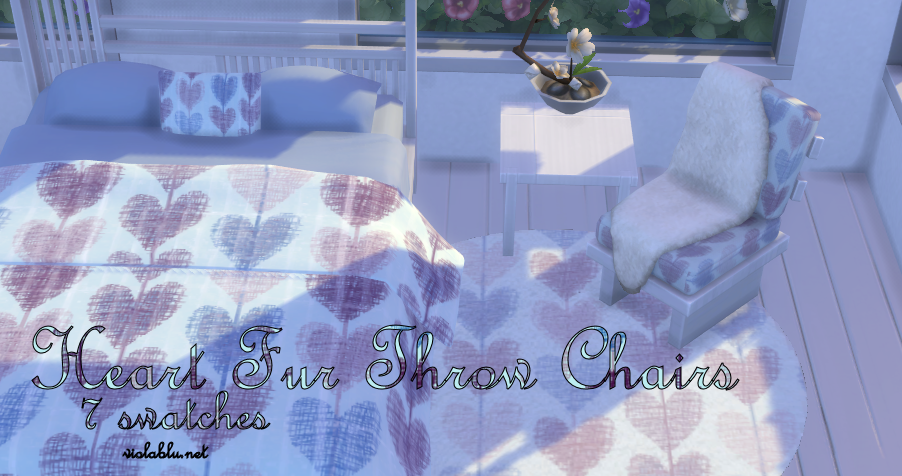Hearts Chair with Fur Throw for Sims 4