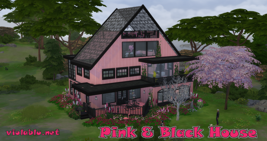 Pink and Black House for Sims 4