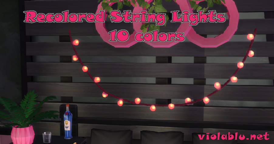String Lights in 10 Colors for Sims 4