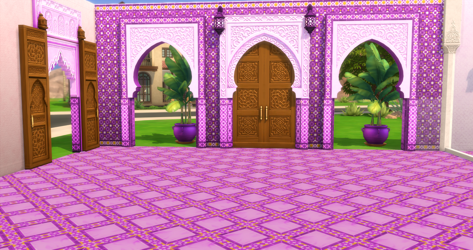 Pink & Purple Oasis Doors for Sims 4