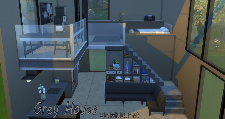 Grey Simple House for Sims 4