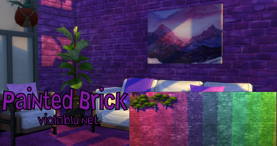 Viola’s Colorful Painted Brick Wall for Sims 4