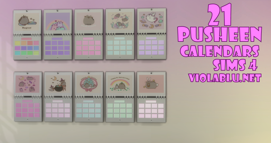 Pusheen Calendars for Sims 4