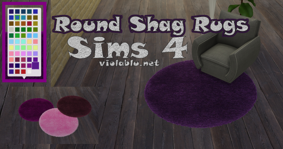 Viola’s Round Shag Rugs for Sims 4