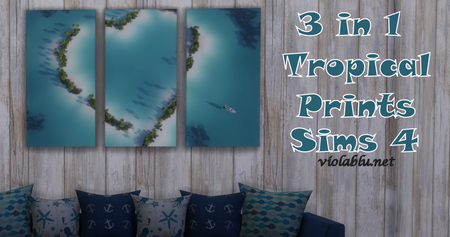 Three in One Tropical Prints for Sims 4