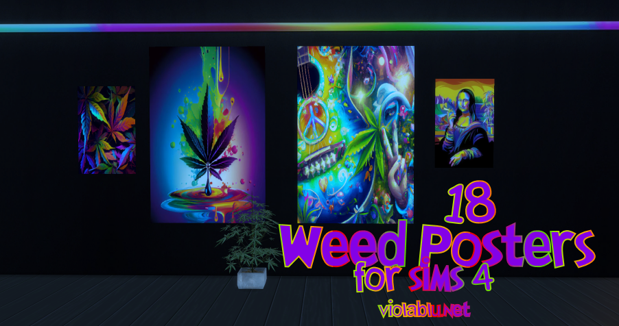 18 Rainbow Weed Marijuana Posters for Sims 4