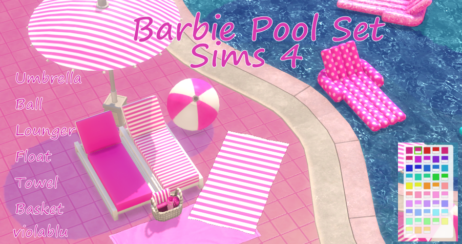 Barbie Pool Set for Sims 4