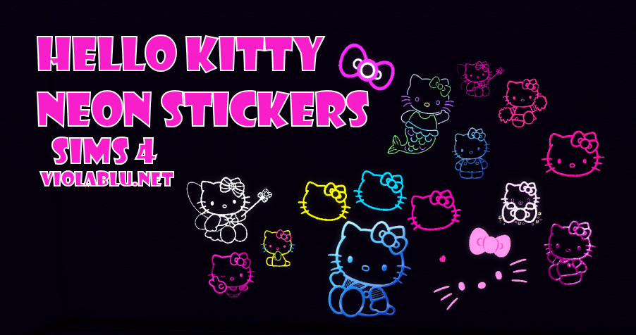 Hello Kitty Neon Stickers for Sims 4