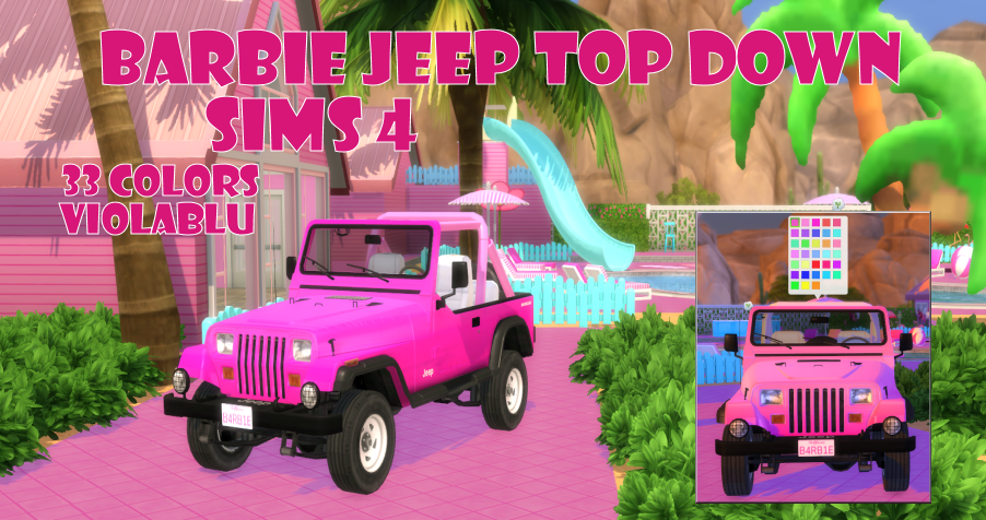Barbie Jeep Top Down for Sims 4