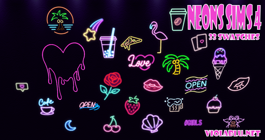 Cute Neon Signs for Sims 4