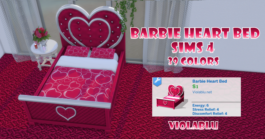 Barbie Heart Shaped Bed for Sims 4