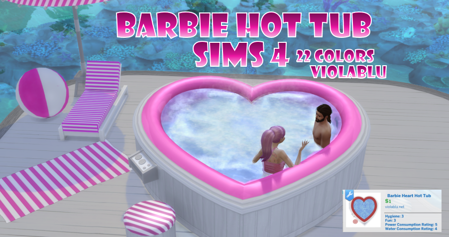Barbie Heart Shaped Hot Tubs for Sims 4
