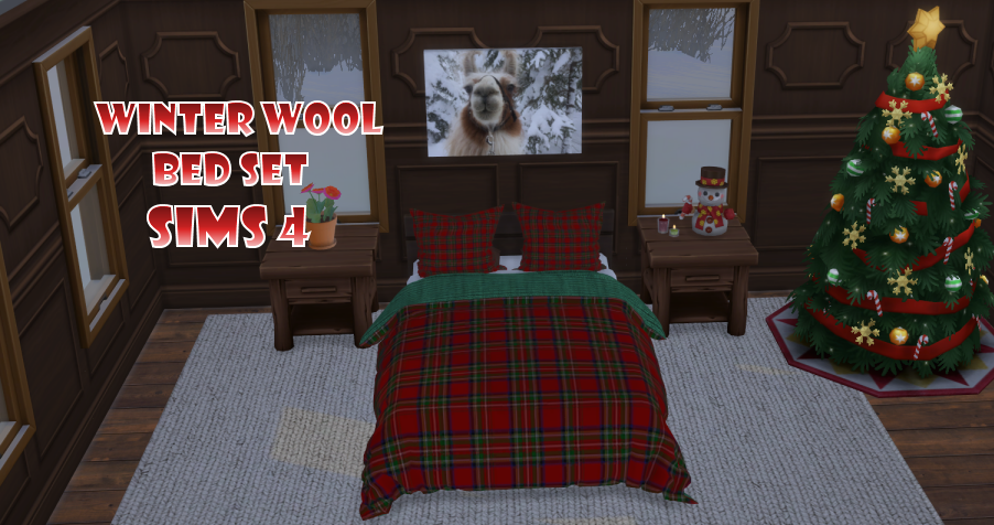Winter Wool Bed Set for Sims 4