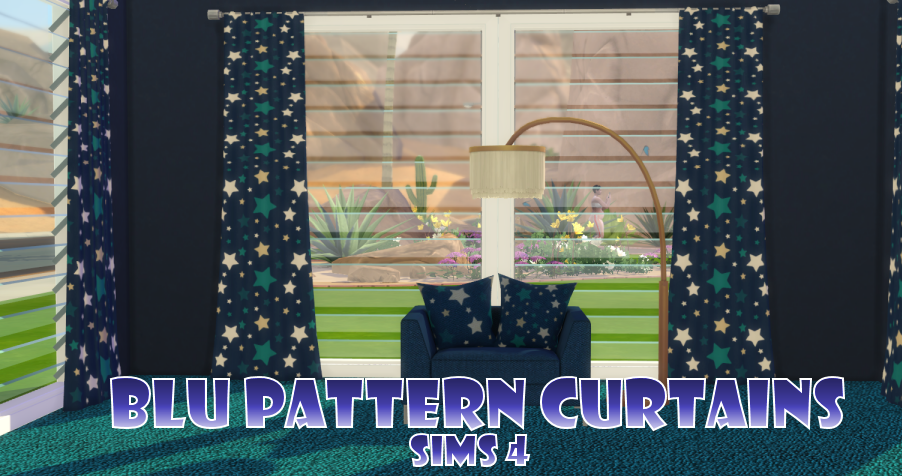 Sims 4 Blu Patterns Curtain Set
